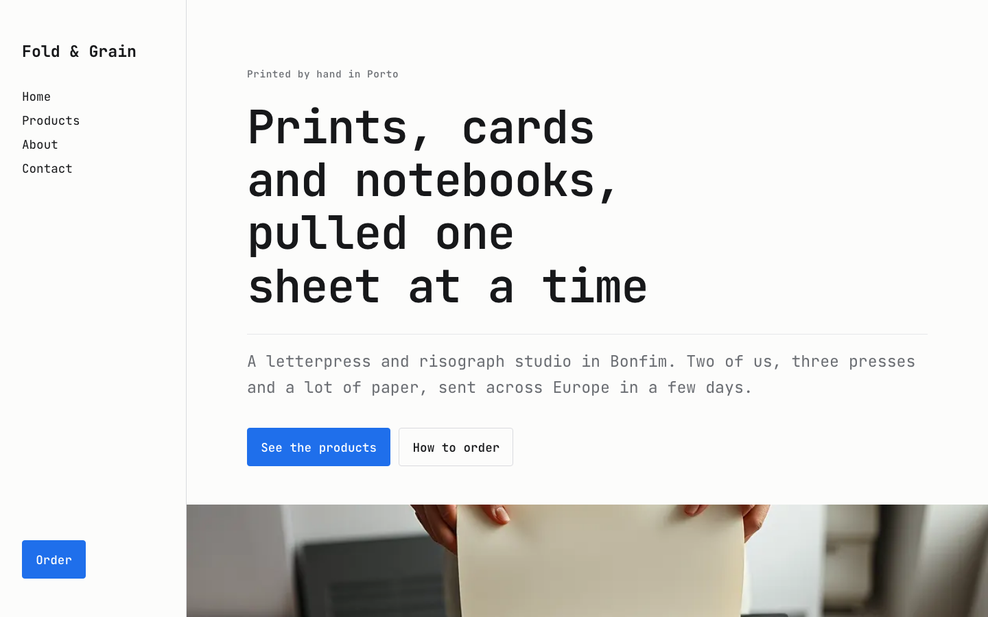 La página de inicio del diseño Shop