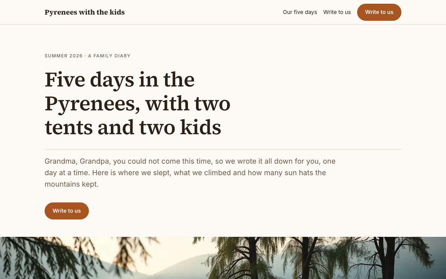 La página de inicio del diseño A story