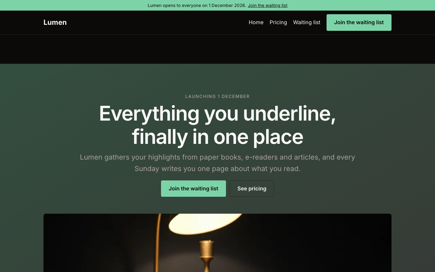 La página de inicio del diseño Launch