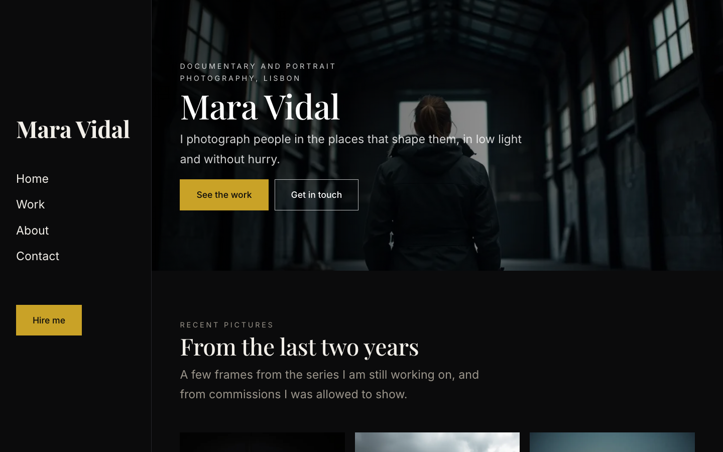 La página de inicio del diseño Portfolio
